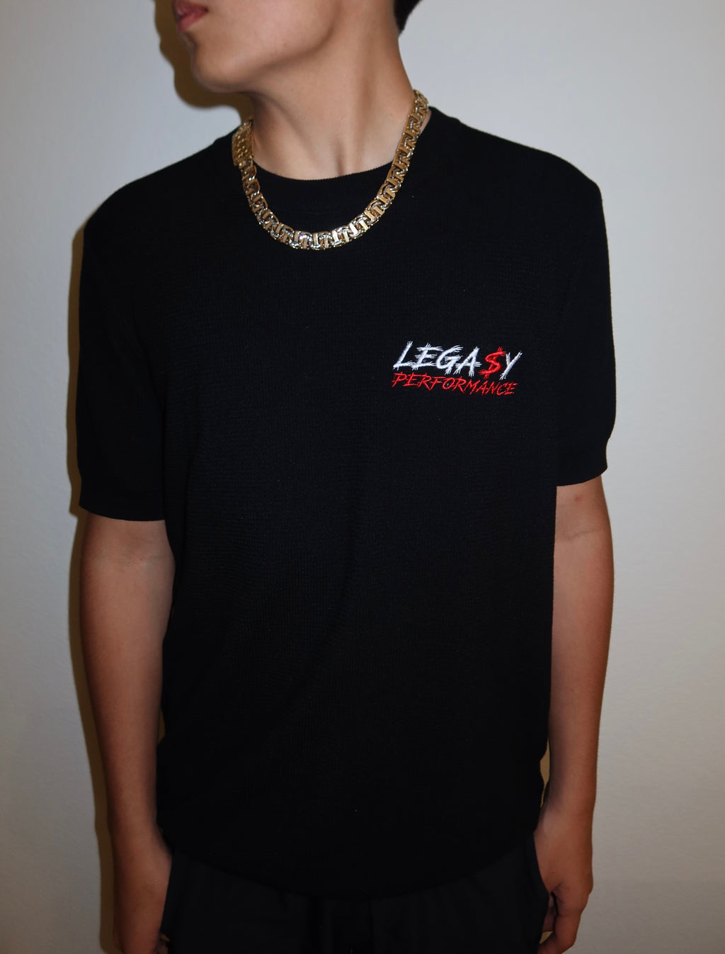 LEGA$Y Crewneck Textured Knit
Shirt