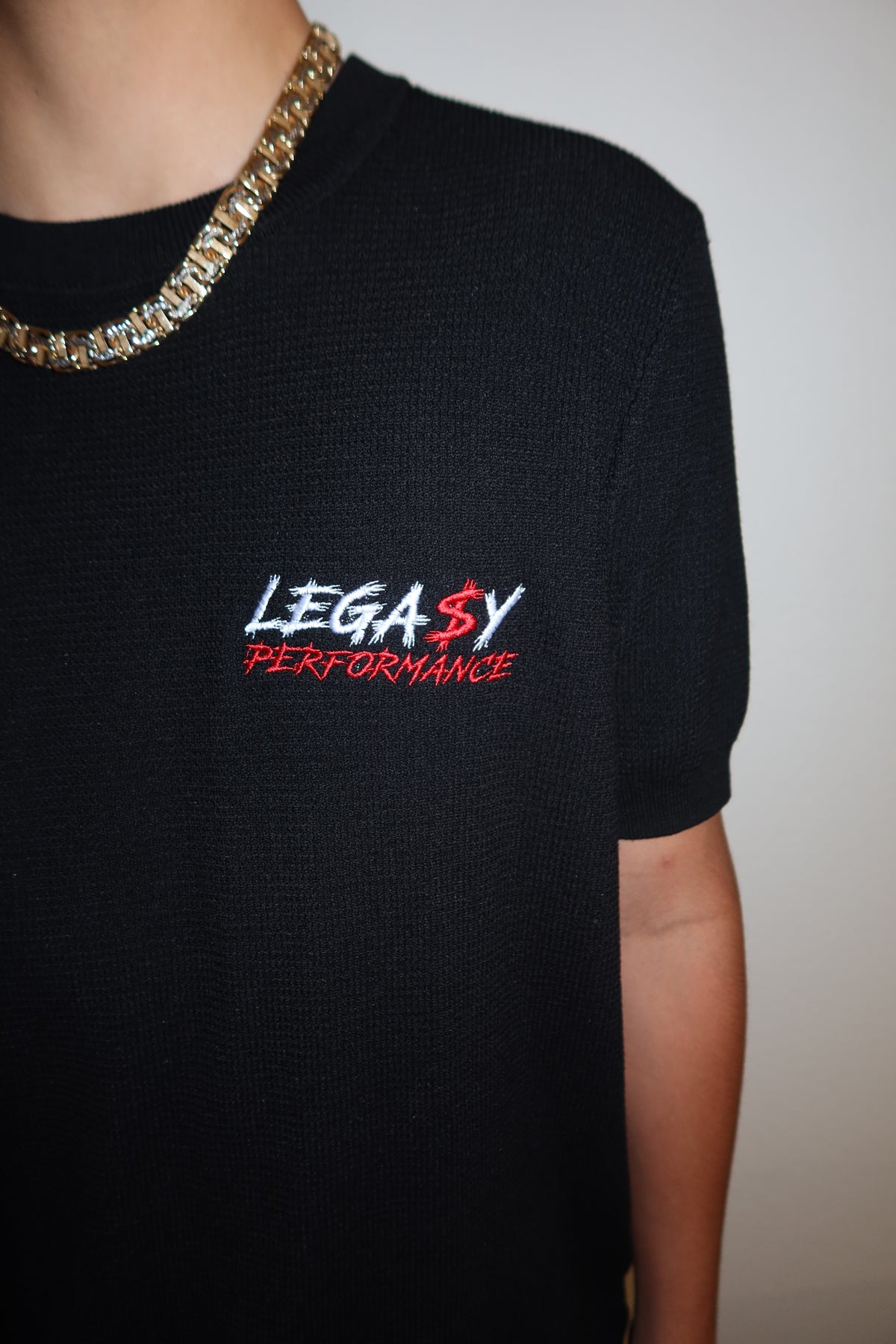 LEGA$Y Crewneck Textured Knit
Shirt